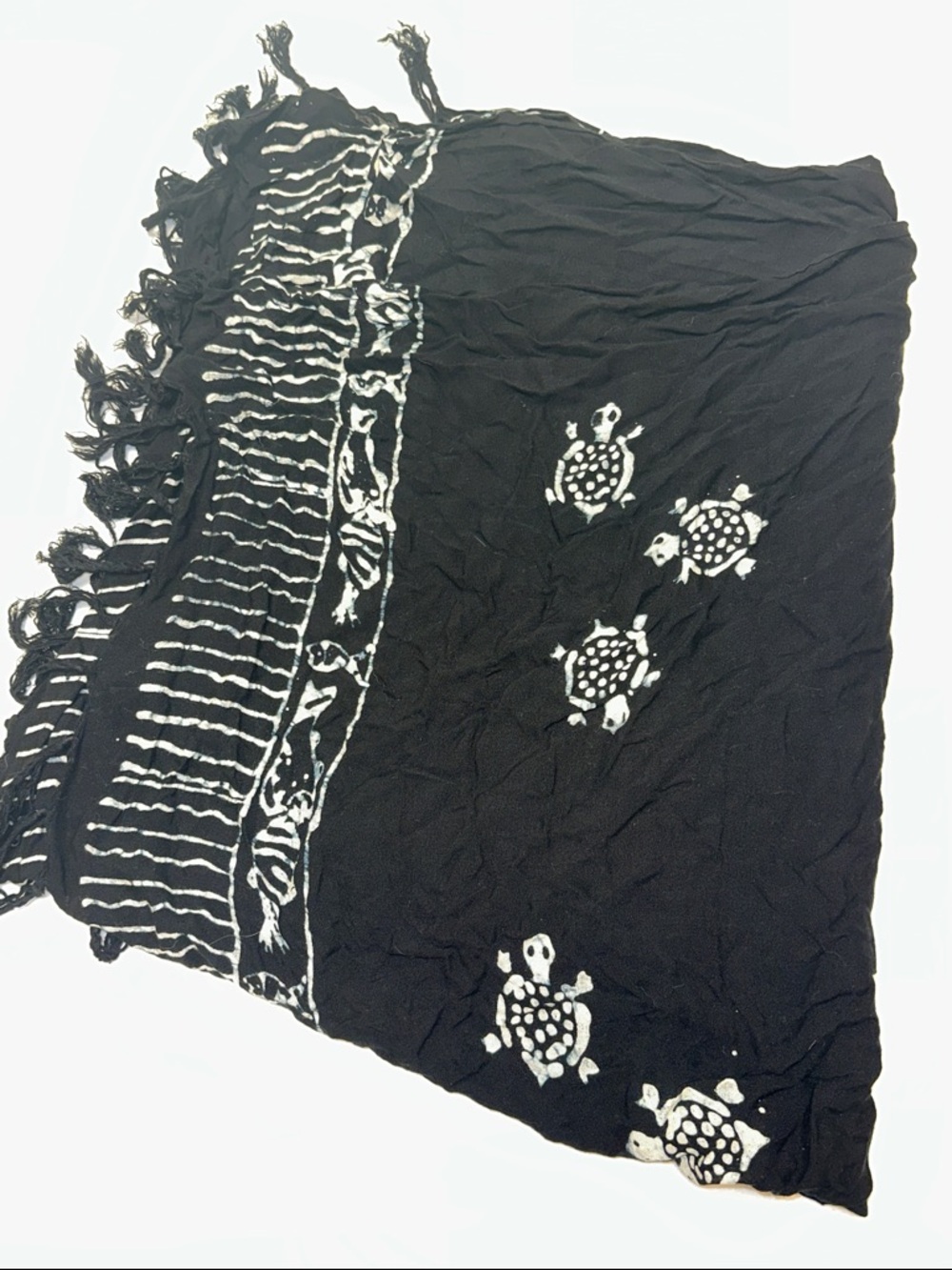 Black Turtle Print Women’s Swim Sarong